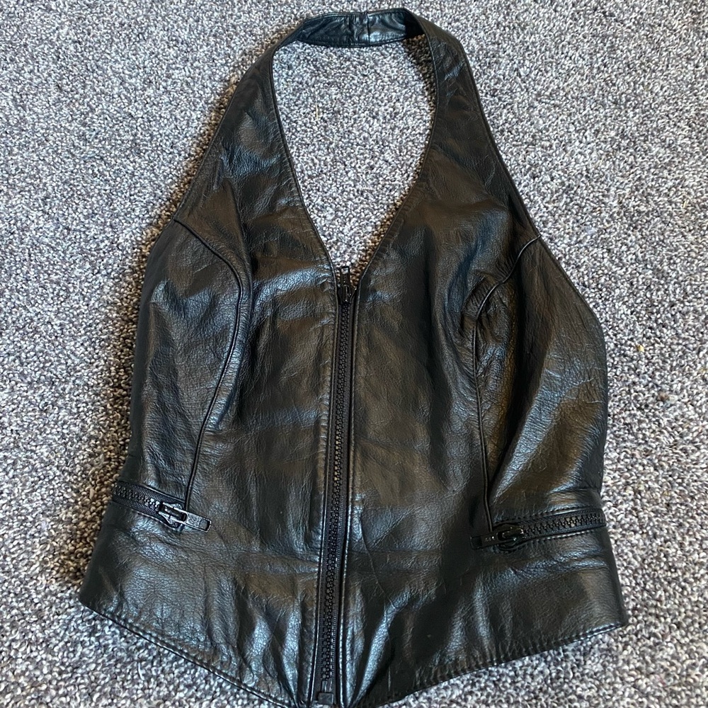 vintage leather halter top